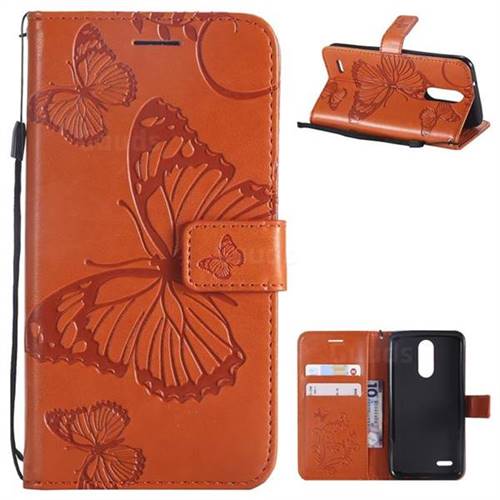 Embossing 3D Butterfly Leather Wallet Case for LG K8 (2018) / LG K9 - Orange