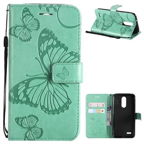 Embossing 3D Butterfly Leather Wallet Case for LG K8 (2018) / LG K9 - Green