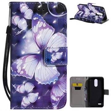 Violet butterfly 3D Painted Leather Wallet Case for LG K8 (2018) / LG K9