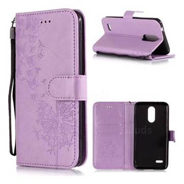 Intricate Embossing Dandelion Butterfly Leather Wallet Case for LG K8 (2018) / LG K9 - Purple
