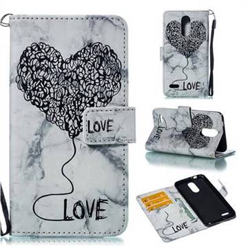 Marble Heart PU Leather Wallet Phone Case for LG K8 (2018) / LG K9 - Black