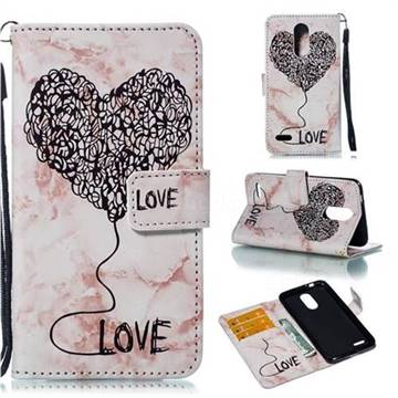 Marble Heart PU Leather Wallet Phone Case for LG K8 (2018) / LG K9 - Purple