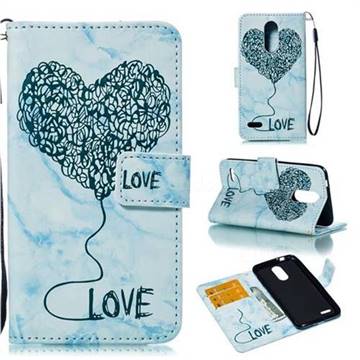 Marble Heart PU Leather Wallet Phone Case for LG K8 (2018) / LG K9 - Blue