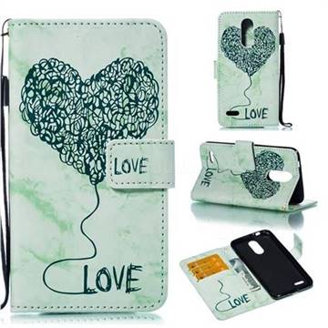 Marble Heart PU Leather Wallet Phone Case for LG K8 (2018) / LG K9 - Green
