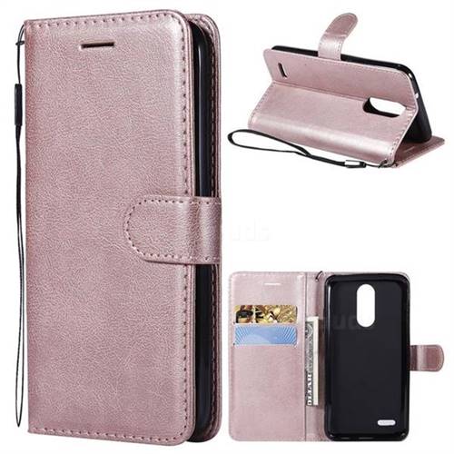 Retro Greek Classic Smooth PU Leather Wallet Phone Case for LG K8 (2018) / LG K9 - Rose Gold
