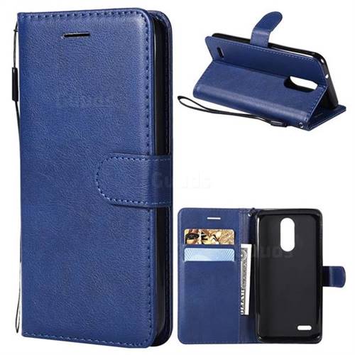 Retro Greek Classic Smooth PU Leather Wallet Phone Case for LG K8 (2018) / LG K9 - Blue