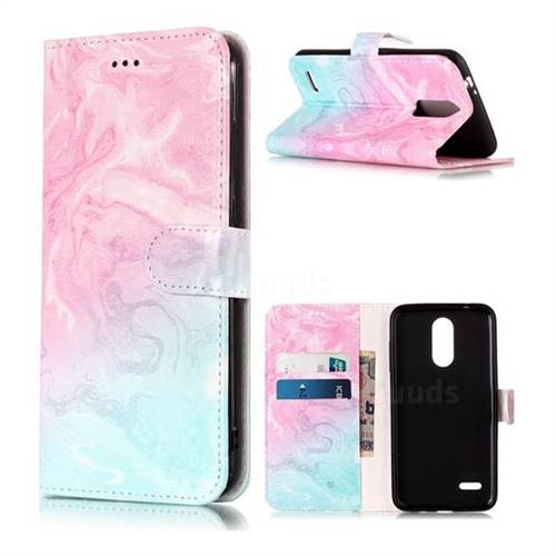 Pink Green Marble PU Leather Wallet Case for LG K8 (2018)