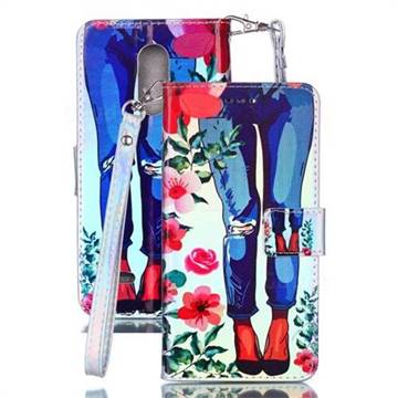 Jeans Flower Blue Ray Light PU Leather Wallet Case for LG K8 (2018)