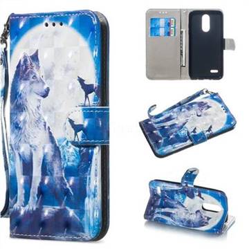 Ice Wolf 3D Painted Leather Wallet Phone Case for LG K8 (2018)