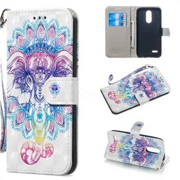 Colorful Elephant 3D Painted Leather Wallet Phone Case for LG K8 (2018)