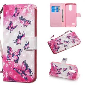 Pink Butterfly 3D Painted Leather Wallet Phone Case for LG K8 (2018)
