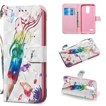 Music Pen 3D Painted Leather Wallet Phone Case for LG K8 (2018)