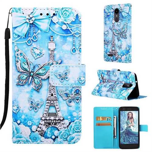 Tower Butterfly Matte Leather Wallet Phone Case for LG K8 (2018)