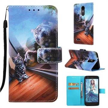 Mirror Cat Matte Leather Wallet Phone Case for LG K8 (2018)