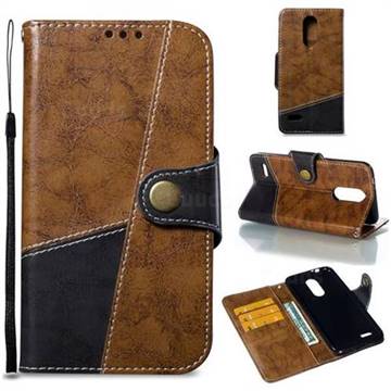 Retro Magnetic Stitching Wallet Flip Cover for LG K8 (2018) - Brown