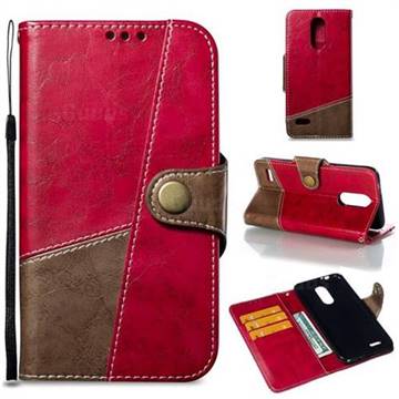 Retro Magnetic Stitching Wallet Flip Cover for LG K8 (2018) - Rose Red
