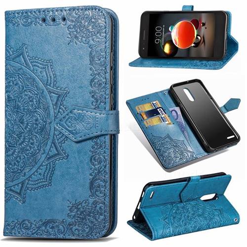 Embossing Imprint Mandala Flower Leather Wallet Case for LG K8 (2018) - Blue