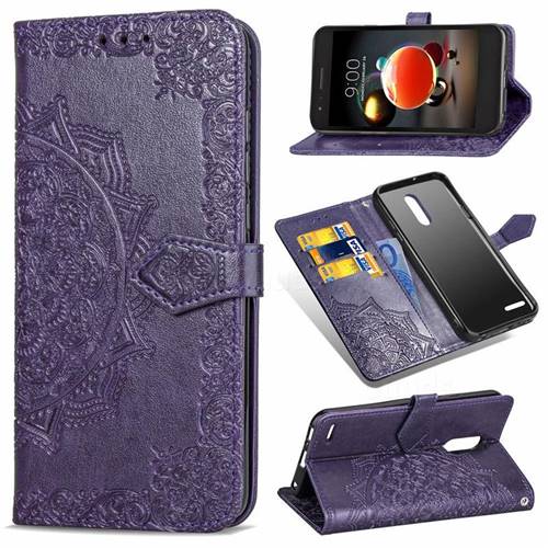 Embossing Imprint Mandala Flower Leather Wallet Case for LG K8 (2018) - Purple