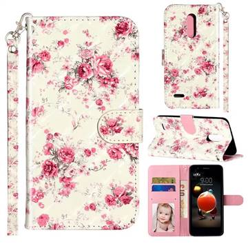 Rambler Rose Flower 3D Leather Phone Holster Wallet Case for LG K8 (2018)