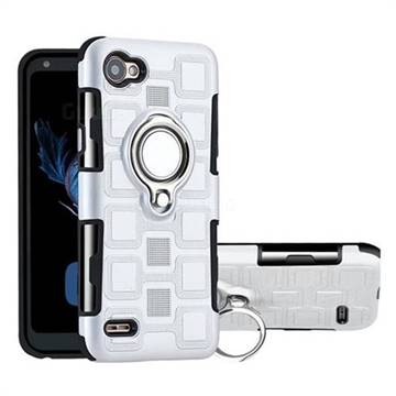 Ice Cube Shockproof PC + Silicon Invisible Ring Holder Phone Case for LG Q6 (LG G6 Mini) - Silver