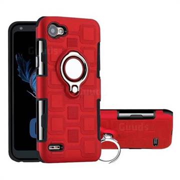 Ice Cube Shockproof PC + Silicon Invisible Ring Holder Phone Case for LG Q6 (LG G6 Mini) - Red