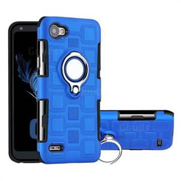Ice Cube Shockproof PC + Silicon Invisible Ring Holder Phone Case for LG Q6 (LG G6 Mini) - Dark Blue