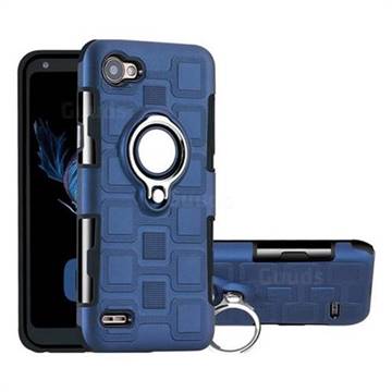 Ice Cube Shockproof PC + Silicon Invisible Ring Holder Phone Case for LG Q6 (LG G6 Mini) - Royal Blue
