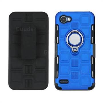 3 in 1 PC + Silicone Leather Phone Case for LG Q6 (LG G6 Mini) - Dark Blue