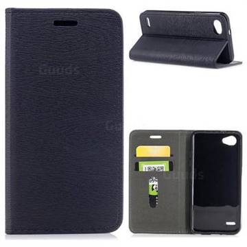Tree Bark Pattern Automatic suction Leather Wallet Case for LG Q6 (LG G6 Mini) - Black