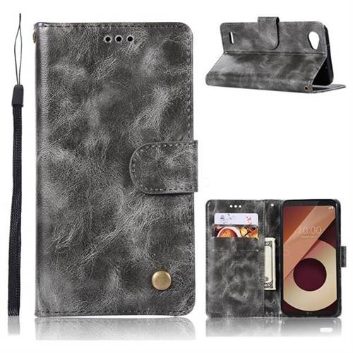 Luxury Retro Leather Wallet Case for LG Q6 (LG G6 Mini) - Gray