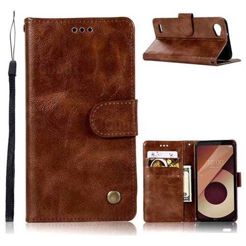 Luxury Retro Leather Wallet Case for LG Q6 (LG G6 Mini) - Brown