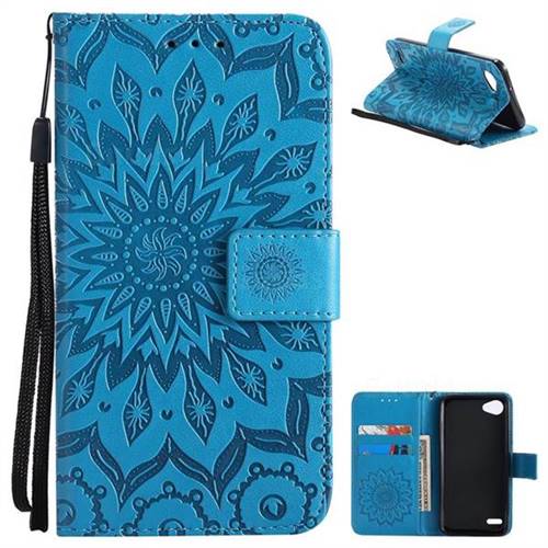 Embossing Sunflower Leather Wallet Case for LG Q6 (LG G6 Mini) - Blue