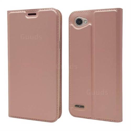 Ultra Slim Card Magnetic Automatic Suction Leather Wallet Case for LG Q6 (LG G6 Mini) - Rose Gold