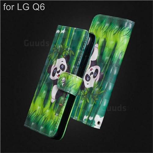 Climbing Bamboo Panda 3D Painted Leather Wallet Case for LG Q6 (LG G6 Mini)