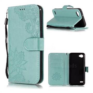 Intricate Embossing Lotus Mandala Flower Leather Wallet Case for LG Q6 (LG G6 Mini) - Green