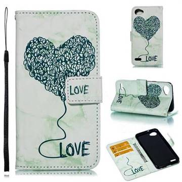 Marble Heart PU Leather Wallet Phone Case for LG Q6 (LG G6 Mini) - Green