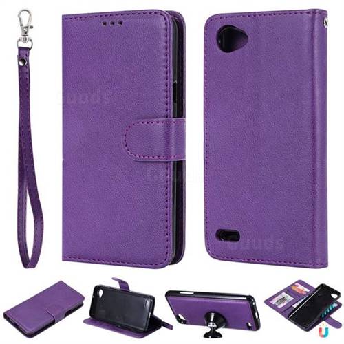 Retro Greek Detachable Magnetic PU Leather Wallet Phone Case for LG Q6 (LG G6 Mini) - Purple
