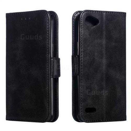Retro Classic Calf Pattern Leather Wallet Phone Case for LG Q6 (LG G6 Mini) - Black