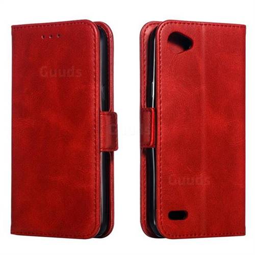 Retro Classic Calf Pattern Leather Wallet Phone Case for LG Q6 (LG G6 Mini) - Red