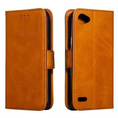 Retro Classic Calf Pattern Leather Wallet Phone Case for LG Q6 (LG G6 Mini) - Yellow