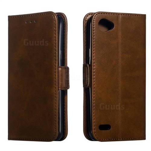 Retro Classic Calf Pattern Leather Wallet Phone Case for LG Q6 (LG G6 Mini) - Brown