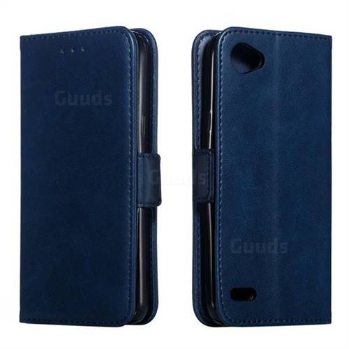 Retro Classic Calf Pattern Leather Wallet Phone Case for LG Q6 (LG G6 Mini) - Blue