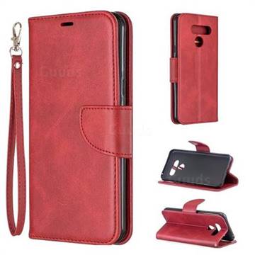 Classic Sheepskin PU Leather Phone Wallet Case for LG Q60 - Red