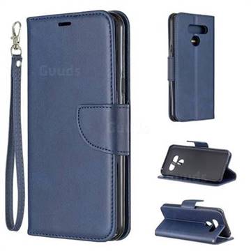 Classic Sheepskin PU Leather Phone Wallet Case for LG Q60 - Blue