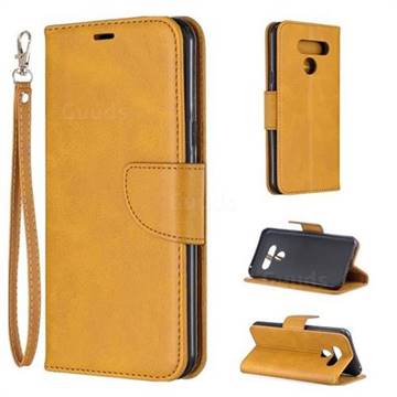 Classic Sheepskin PU Leather Phone Wallet Case for LG Q60 - Yellow