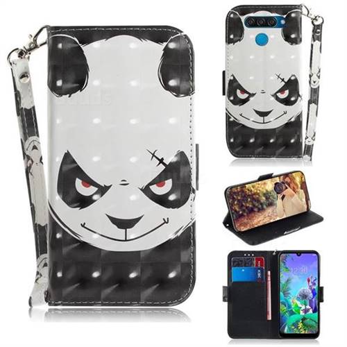 Angry Bear 3D Painted Leather Wallet Phone Case for LG Q60