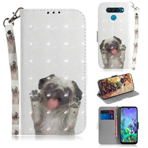Pug Dog 3D Painted Leather Wallet Phone Case for LG Q60