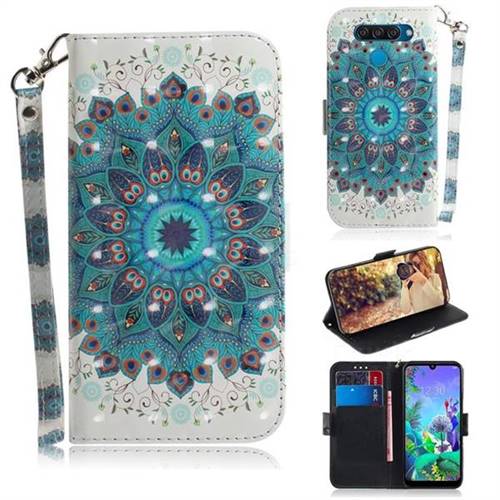 Peacock Mandala 3D Painted Leather Wallet Phone Case for LG Q60