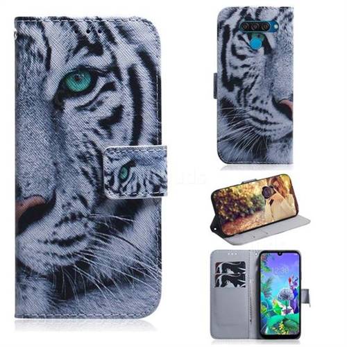 White Tiger PU Leather Wallet Case for LG Q60