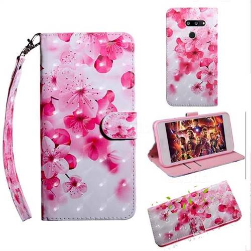 Peach Blossom 3D Painted Leather Wallet Case for LG Q60